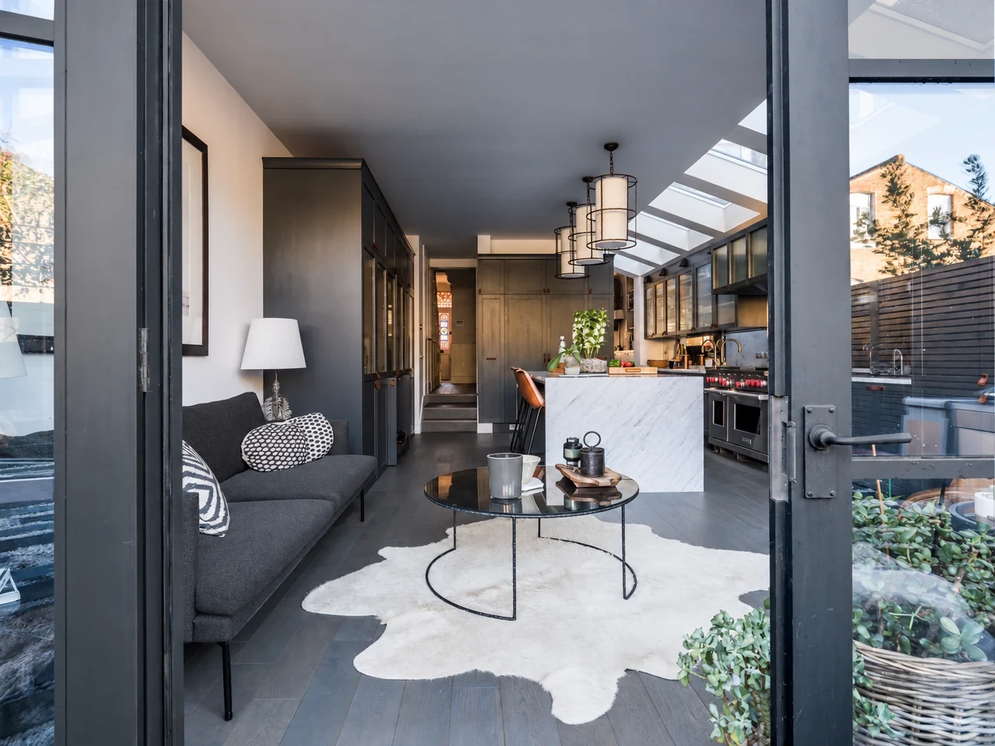 Clapham kitchen and living space viewed from the garden.